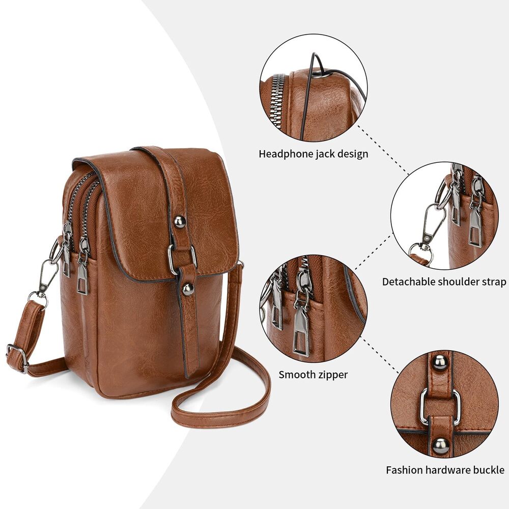 2196 Small Crossbody Bags Leather Phone Purses Shoulder Purse and Handbag - Picture 5 of 6